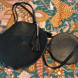 Anthropologie Alison Circle Tote with matching smaller bag.